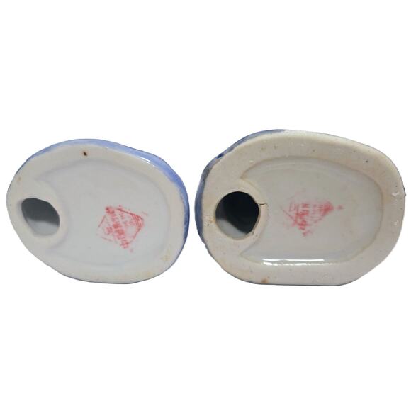 2-Vintage Porcelain Figurines Blue & White Boy w/Dog & Girl w/Cat Collectible - Picture 7 of 9